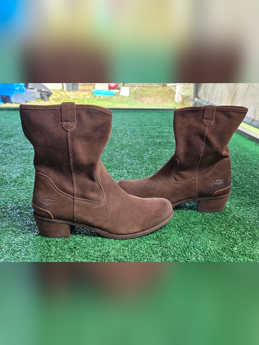 UGG Australia Briar Surgar Pine Mid Calf Western Boots Brown Womens 8.5 EUC
